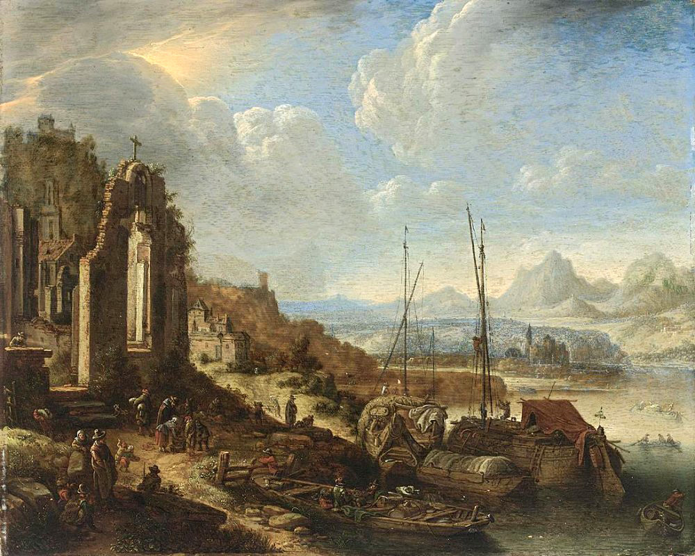 rhenish river landscape capriccio